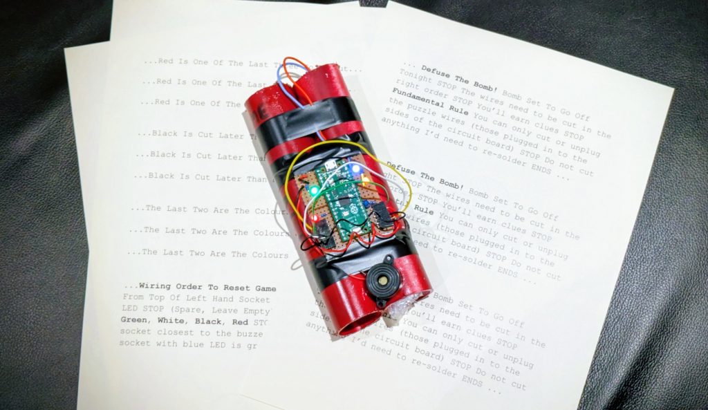 The Bomb Puzzle for Scouts with printed sheets for clues